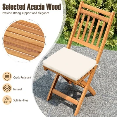 Tangkula Folding Patio Chairs Set Of 4 W/ Slatted Backrests & Soft Seat Cushions 3 Tangkula Folding Patio Chairs Set Of 4 W/ Slatted Backrests & Soft Seat Cushions