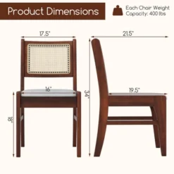 Tangkula 4PCS Rattan Dining Chairs Upholstered Kitchen Chairs W/ Rubber Wood Frame -Beauty house GUEST 093fbef6 5061 4c4d a861 6c36dbb2dac0