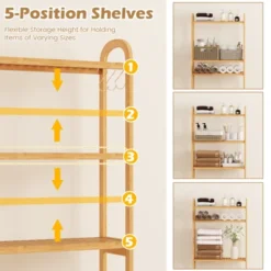 Tangkula Bamboo Over The Toilet Storage Shelf W/3-tier Open Shelf Adjustable Shelves -Beauty house GUEST 09c62f26 bfd2 4fe7 b0e5 f9c4a07a1925