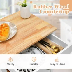 Tangkula Small Kitchen Island On Wheels Mobile Trolley Cart Barn Door Drawer Hooks -Beauty house GUEST 0a0797bb 6e51 4985 a691 3a99b765b4ba