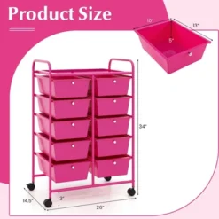 Tangkula 10 Drawers Rolling Cart Classroom Organizers Storage Cart With Wheels For Teacher Office Home School Supplies Tool Craft Hot Pink -Beauty house GUEST 0a572504 9cb6 472e a5ca f9f305628415