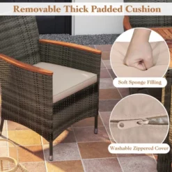 Tangkula 9PCS Patio Rattan Furniture Dining Set Acacia Wood Table Cushioned Chair For Outdoor -Beauty house GUEST 0a622a96 abfa 48f7 8051 b047348b7d5a