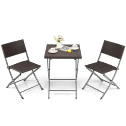 Tangkula 3PCS Patio Bistro Set Folding Wicker Chairs & Table Outdoor Patio Furniture Set -Beauty house GUEST 0a6f4a93 ba25 42a4 aebb 18919e500b1b