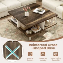 Tangkula 2-Tier Square Coffee Table W/ Storage Farmhouse Modern Accent Table Center Table -Beauty house GUEST 0a8b8a38 5f4c 427a ae9f d4ccf0cdeb0e