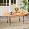 Tangkula 71" Patio Dining Table 6 Person Large Oval Table W/ Teak Wood Tabletop -Beauty house GUEST 0b38e788 ea14 43b2 9467 d540f071e836
