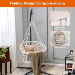 Tangkula Hanging Hammock Chair Macrame Swing Chair With Soft Cushion For Bedroom, Patio, Backyard, Balcony -Beauty house GUEST 0bb29548 635f 412c b465 1d8f3e218030