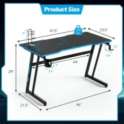 Tangkula Z-Shaped Ergonomic Gaming Desk With Headphone Hook Computer&Office Desk Blue/Red -Beauty house GUEST 0bb7952f 8cc1 448b a7a3 a6e675caeb27