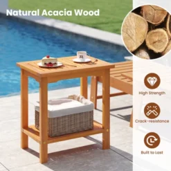 Tangkula Outdoor Acacia Wood Side Table 2-Tier Patio End Table W/ Slatted Tabletop -Beauty house GUEST 0beff119 3d02 475f acf8 29a767bda361 1
