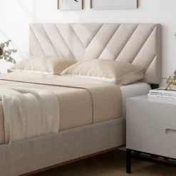 Tangkula Linen Fabric Upholstered Headboard Rectangular Headboard W/ Solid Wood Legs -Beauty house GUEST 0bf025a3 aef3 4d91 9b8c 73a5511051cf