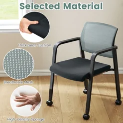 Tangkula 6-Pack Office Conference Chair Set Mesh Guest Reception Stack Chairs With Caster Wheels And Arms Stacking Chair Set -Beauty house GUEST 0c02305a f094 4750 ae21 c58a78d3097e