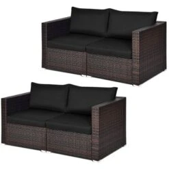 Tangkula 4PCS Rattan Corner Sofa Set Patio Outdoor Furniture Set W/ Black Cushions -Beauty house GUEST 0c259d44 6e29 4e0d ab0d 1e6d7eaa7ddc
