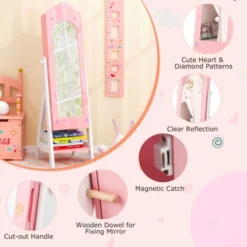 Tangkula Kids Jewelry Armoire Cabinet Freestanding Full Length Dressing Mirror With Large Capacity Pink/White -Beauty house GUEST 0c3fbb29 9672 4a42 98c0 ebb6cd027ba7