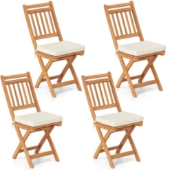 Tangkula Folding Patio Chairs Set Of 4 W/ Slatted Backrests & Soft Seat Cushions 13 Tangkula Folding Patio Chairs Set Of 4 W/ Slatted Backrests & Soft Seat Cushions -Beauty house GUEST 0c645d70 9e49 4505 9421 821a85bd3fcf