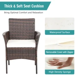 Tangkula Outdoor 4 PCS Rattan Dining Chair Patio Cushioned Arm Chair W/Zipper Brown -Beauty house GUEST 0c794439 d6e8 4c27 ba1f d402e721dff8