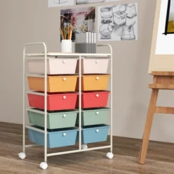 Tangkula 10-Drawer Rolling Storage Cart Tools Scrapbook Paper Organizer On Wheels Macaron -Beauty house GUEST 0cf52107 db53 466e a514 4ac41119e999