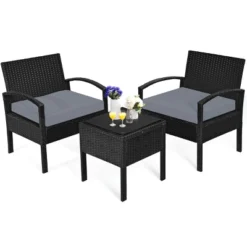 Tangkula 3 Pieces Patio Set Outdoor Wicker Rattan Furniture W/ Cushions Gray 11 Tangkula 3 Pieces Patio Set Outdoor Wicker Rattan Furniture W/ Cushions Gray -Beauty house GUEST 0d06f4a3 8383 48aa b912 8757fc70a354