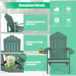 Tangkula 2PCS Patio HIPS Adirondack Chair W/ Cup Holder Weather Resistant 380 LBS Green & Yellow -Beauty house GUEST 0d66f93e 483a 41da 9b0d 89cfefd15d9d