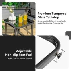 Tangkula 3PCS Patio Adjustable Back Stackable Chairs Side Table Set Bistro Set Classic Furniture Chair Set For Garden Black/Brown/Grey -Beauty house GUEST 0daa3d4e ecb8 4abb adc5 b4714cdb04ed