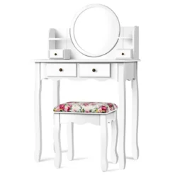 Tangkula Vanity Table Set W/Detachable Mirror & Stool Black/White -Beauty house GUEST 0dca2b86 31cf 4daa 9ac2 a321829b4a78