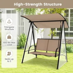 Tangkula 2-Person Patio Swing Seat Swing Bench Canopy Swing Loveseat Outdoor -Beauty house GUEST 0df67d19 9292 4c0b a4aa 5253b842cc97