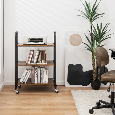 Tangkula 3-Tier Folding Bar Cart Kitchen Serving Island Utility Cart Storage Shelves 3 Tangkula 3-Tier Folding Bar Cart Kitchen Serving Island Utility Cart Storage Shelves