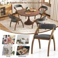 Tangkula Dining Chair Set Of 4 W/ Padded Cushion Curved Back Arched Rubber Wood Legs -Beauty house GUEST 0e173817 ea03 4efd a897 c64f7d72d649