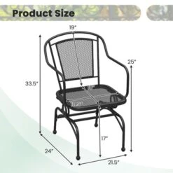 Tangkula Patio Rocking Chairs Set Of 2 W/ Metal Mesh Backrest & Seat Armrests Gentle -Beauty house GUEST 0e2000a6 0406 4e6b ad10 b7b54ed954b7