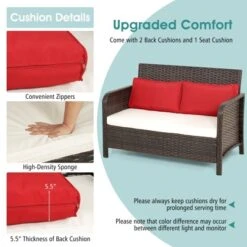 Tangkula 2PCS Patio Rattan Furniture Set Loveseat W/Coffee Table For Garden Porch Backyard Brown -Beauty house GUEST 0e44f188 a664 4928 9a5e 84ef67c099a1