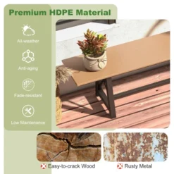 Tangkula 3-4 Person Outdoor HDPE Bench With Metal Frame 72" Long Patio Backless Bench Weatherproof Garden Bench 12 Tangkula 3-4 Person Outdoor HDPE Bench With Metal Frame 72" Long Patio Backless Bench Weatherproof Garden Bench -Beauty house GUEST 0e5ceabd 4daf 44aa 9bad 0230496be6f0