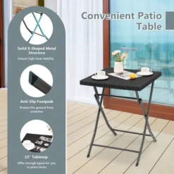 Tangkula 3PCS Patio Bistro Set Folding Wicker Chairs & Table Outdoor Patio Furniture Set -Beauty house GUEST 0e74866a d2e9 4160 8184 2b952df72631