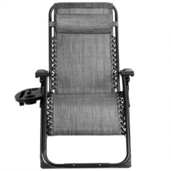 Tangkula Oversized Zero Gravity Lounge Chair Folding Recliner W/ Cup Holder & Pillow, Gray -Beauty house GUEST 0e752326 17d9 4f60 abf8 ffa012ebcc78