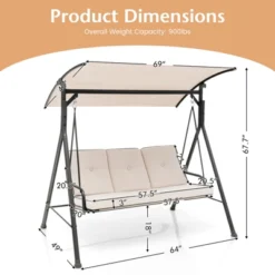 Tangkula 3PCS Hammock Chair Patio Porch Swing W/ Adjustable Canopy Removable Pads -Beauty house GUEST 0e7c579b b2c5 4291 84ae 9a725ca51a5f