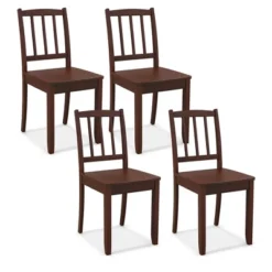 Tangkula Wood Dining Chair Set Of 4 W/ Rubber Wood Legs Curved Backrest For Kitchen -Beauty house GUEST 0ea1e1b5 a061 46f9 ad74 c5cb49f5c2ae