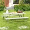 Tangkula Folding Picnic Table W/ 2 Benches 6 FT Camping Table Set W/ All-Weather HDPE Tabletop Grey -Beauty house GUEST 0eecdc0e 5b6c 43f9 aea8 f88f446d1b9e