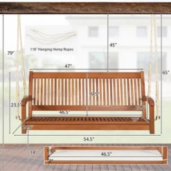 Tangkula 2-Seat Patio Hanging Wooden Porch Swing Bench W/ Cushion -Beauty house GUEST 0ef8fc5f bc2b 4f9c b914 54cdb50379ad