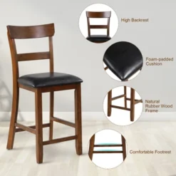 Tangkula Set Of 4 Bar Stools Vintage Wooden Dining Chair For Kitchen, Bistro Brown&Black -Beauty house GUEST 0f7c404b 71f7 40f8 aaa8 e78292eb3d44