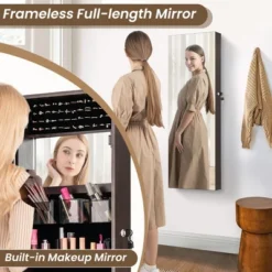 Tangkula 43.5" Jewelry Mirror Cabinet W/ Full-length Mirror & Interior Makeup Mirror -Beauty house GUEST 0fa10961 192d 4c3b a1c7 d260453c063b