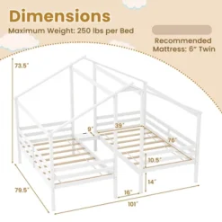 Tangkula Double Twin Size Bed Frames For Kids With Built-in Table & USB Port Guardrails -Beauty house GUEST 0fa560ae 3fff 44ff 9118 f95ce19d4064