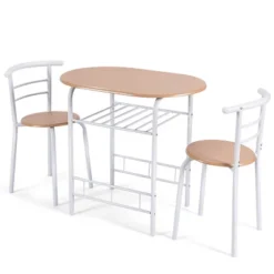 Tangkula 3 PCS Kitchen Dining Set Compact Bistro Pub 2 Chairs & Table -Beauty house GUEST 0fa5a3df 73bc 4904 837b 901a503c144b