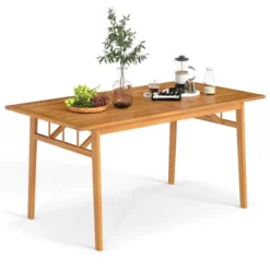 Tangkula 63" Acacia Wood Dining Table For 6 People Heavy-Duty Indoor Outdoor Wooden Table -Beauty house GUEST 0faf5124 48d1 4f26 9800 4a02b1a76d4c