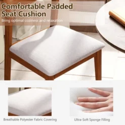 Tangkula Wooden Dining Chair Set Of 4 W/ Rubber Wood Frame Wide Padded Seat -Beauty house GUEST 1070f462 d1f9 49b4 82e0 e73519ebea03