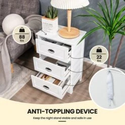 Tangkula End Table Nightstand Bedroom Storage W/ 3 Drawers & Wood Slide White -Beauty house GUEST 108cd69a f9af 4fdf 8233 117e0441072a