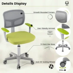 Tangkula Kids Desk Chair Adjustable Height Children Study Chair W/Auto Brake Casters Blue / Pink -Beauty house GUEST 110bae66 97b2 427d 8efc 208530c4c731