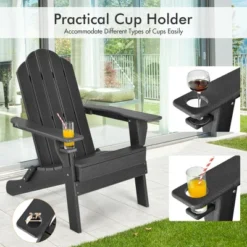 Tangkula 4PCS Patio Folding Adirondack Chair Weather Resistant Cup Holder Yard -Beauty house GUEST 1160ef1a a42e 444b 9b69 c8eb75feb4b6