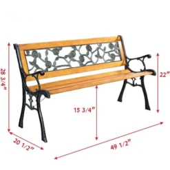 Tangkula Garden Iron Bench Porch Path Hardwood Chair For Patio Park Outdoor Deck -Beauty house GUEST 11cf3082 e40a 4a8c 885f 6f10e1ceee67