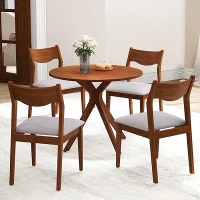 Tangkula Wooden Dining Chair Set Of 2 W/ Rubber Wood Frame Wide Padded Seat 5 Tangkula Wooden Dining Chair Set Of 2 W/ Rubber Wood Frame Wide Padded Seat - Image 3