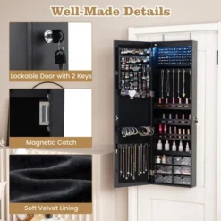 Tangkula Jewelry Armoire W/ Full-Length Mirror W/ Built-in LED Lights Hooks Shelves -Beauty house GUEST 121f84ad 8a2a 4956 b03b 374f6b4a55c9