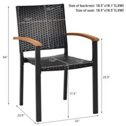 Tangkula Patio Rattan Dining Armchair 2 Set Of Wicker Chair W/Steel Frame Acacia Armrests Indoor & Outdoor -Beauty house GUEST 1235f8ea 88f6 4937 ab99 2e2767e09a0f
