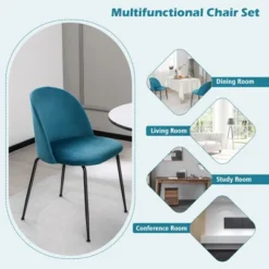 Tangkula Dining Chair Set Of 2 Upholstered Velvet Chair Set W/ Metal Base For Living Room -Beauty house GUEST 124f79b5 04d0 477d ae7e 4b5f1ecda709