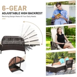 Tangkula 2 PCS Patio Chaise Lounge Chair Six-Position Adjustable Outdoor Recliner With Cushion & Pillow -Beauty house GUEST 12a6d3c3 3bde 4bb7 bad2 aafe73883a88